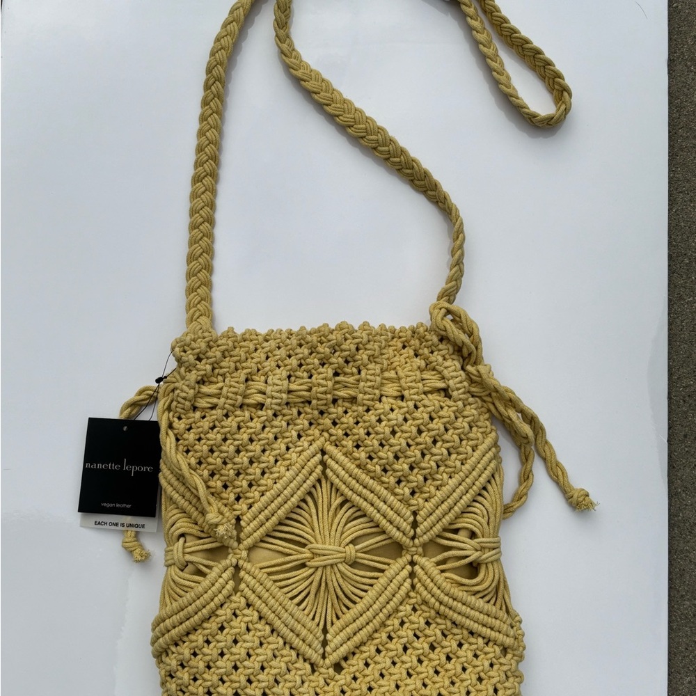 Nanette Lepore Yellow Woven Crossbody Bag